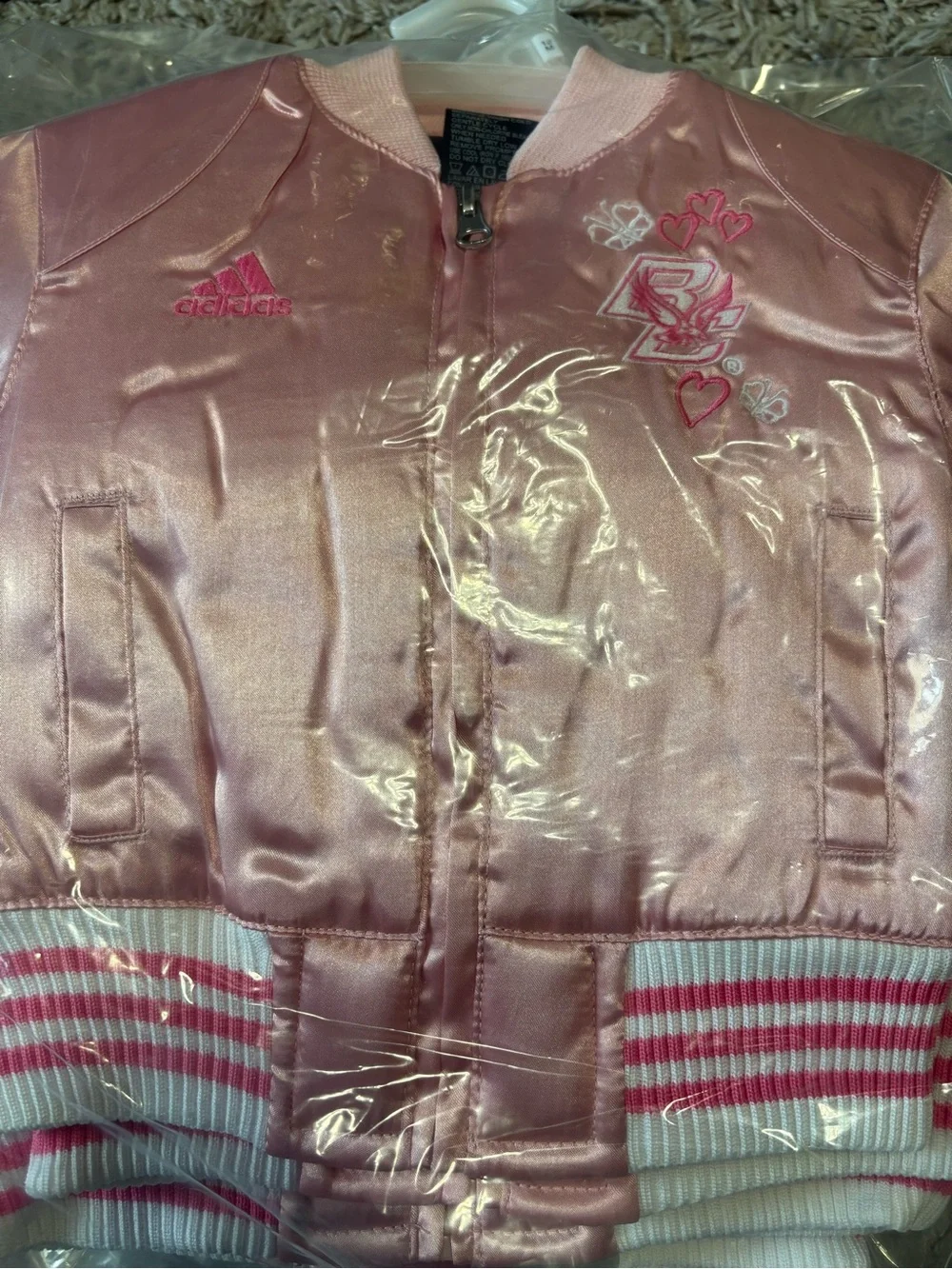 adidas Light Pink Satin Kids' Bomber Jacket